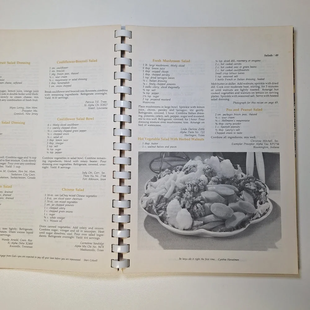 Beta Sigma Phi‎ The Dining Room Cookbook Breakfast Brunch Lunch Dinner Menus 70s